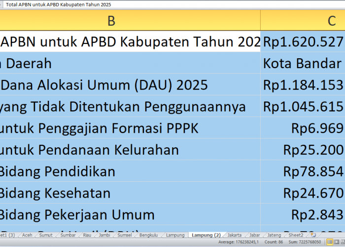 Bandar Lampung Dapat Rp1,62 Triliun dari APBN 2025: Dana Proyek, Tunjangan Guru, dan PPPK Terbagi Rinci