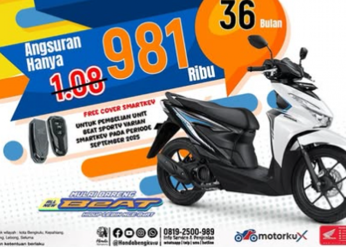BOOMtober Honda Bengkulu! All New Beat Cuma Rp981 Ribu per Bulan, Bonus Oli dan Smartkey Gratis!