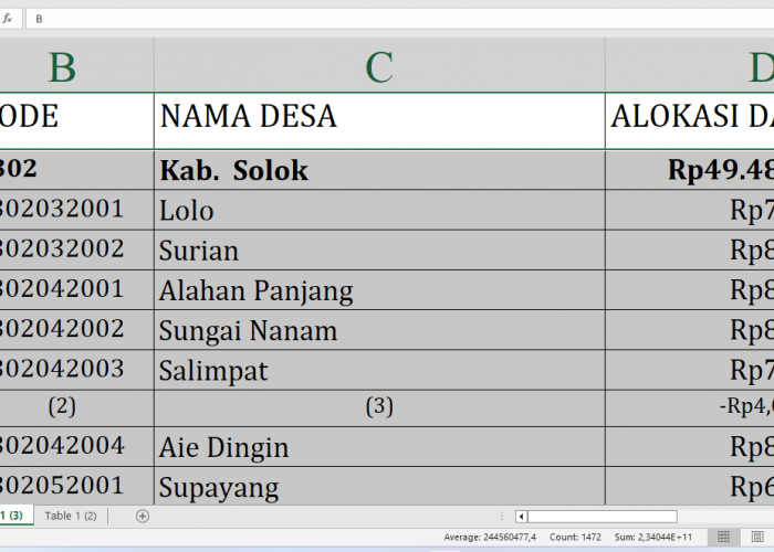 Dana Desa 2025 Solok Rp82,7 miliar, Berikut Rincian per Desa: Simak yang Terbesar