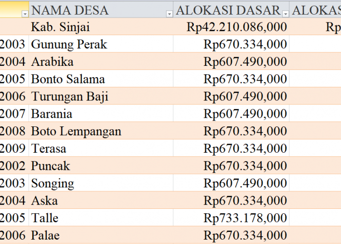 Tabel Rincian Dana Desa 2024 Kabupaten Sinjai, Sulawesi Selatan: Ini Lengkapnya