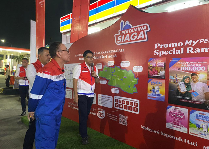 Pastikan Kesiapan BBM Arus Mudik 2026, Komisaris Utama Pertamina Tinjau SPBU Rest Area KM 57