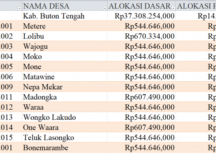 Tabel Rincian Dana Desa 2024 Kabupaten Buton Tengah, Sulawesi Tenggara: Ini Lengkapnya