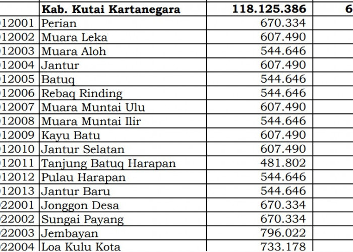 Rincian Dana Desa 2024 Kutai Kartanegara 1, Kalimantan Timur! Ini Lengkapnya