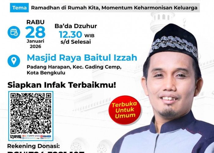 Sambut Ramadan, BKMT Bengkulu dan Sahabat Yatim Hadirkan Safari Dakwah Ustadz Maulana