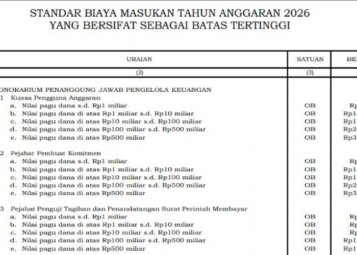 Honorarium Pengelola Keuangan APBN 2026 Resmi Diatur, KPA Pagu di Atas Rp500 Miliar Maksimal Rp3,5 Juta