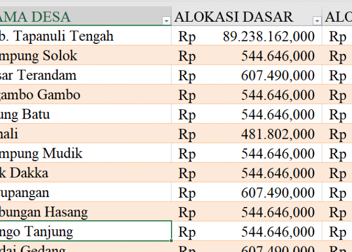 Dana Desa 2024 Tiap Desa Tapanuli Tengah, Sumatera Utara: Ini Detailnya