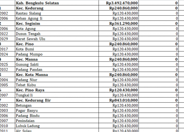 28 Desa di Bengkulu Selatan Terima Insentif Desa 2024: Berikut Rinciannya