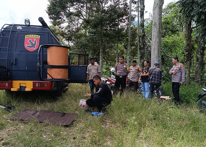 Sebuah Mortir Ditemukan Petani di Rejang Lebong, Tim Jibom Satbrimobda Polda Bengkulu Lakukan Disposal