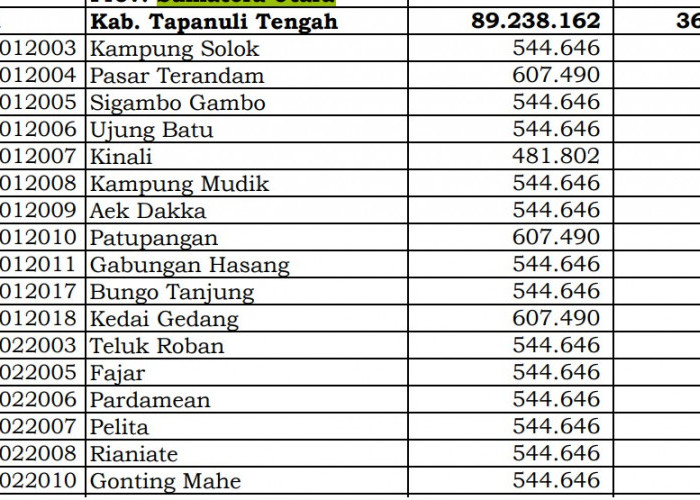 Simak Rincian Dana Desa 2024 Tapanuli Tengah, Sumatera Utara: 27 Desa 1 Miliar