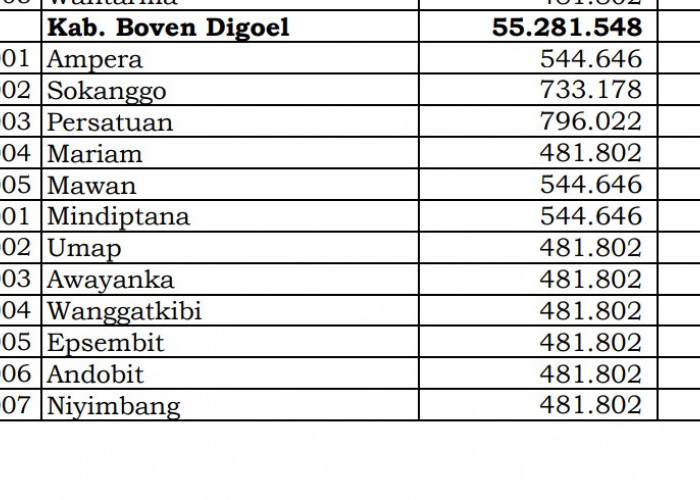 Dana Desa Tiap Desa 2024 di Boven Digoel, Papua Selatan: 49 Desa 1 Miliar