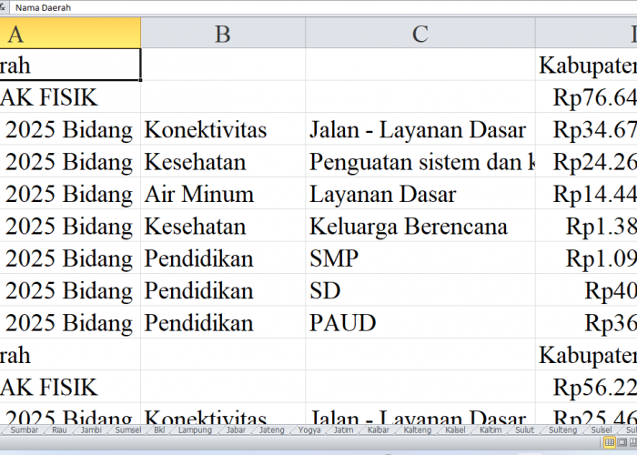 Rincian Pagu Dana DAK Fisik 2025 untuk Aceh: Kabupaten Aceh Timur, Simeulue, Kota Sabang, dan Kota Langsa