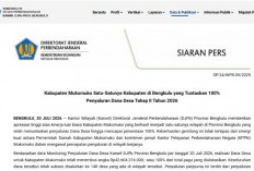 Mukomuko Jadi Satu-satunya Daerah di Bengkulu yang Tuntaskan Penyaluran Dana Desa 100 Persen